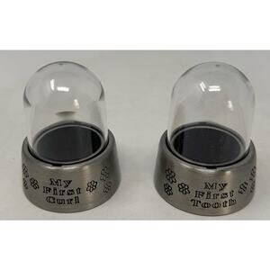 My First Tooth and My First Curl Keepsake Box Set Pewter Base with Clear Dome
